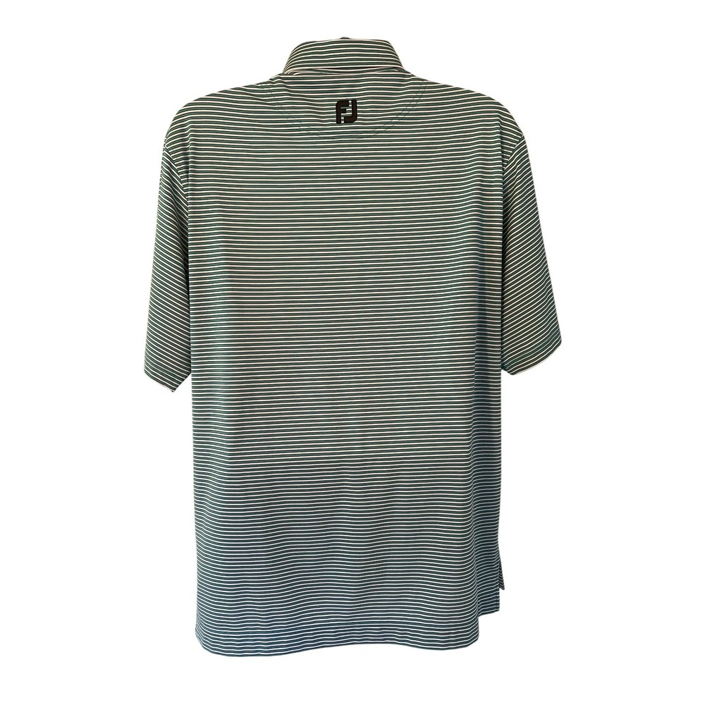 Footjoy FJ Mens Golf Polo Shirt Green‎ White Stripe Performance Polo Large L - Picture 2 of 6